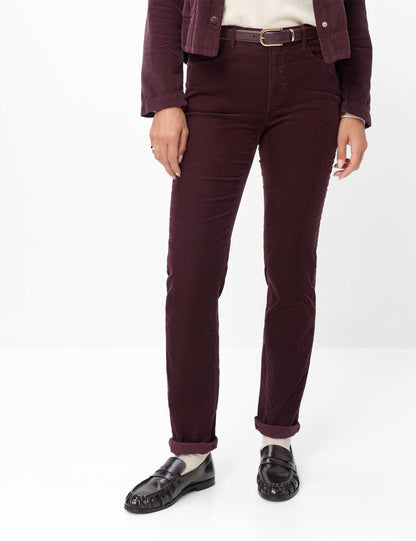Brax Mary Corduroy Trousers Blackberry Short Length