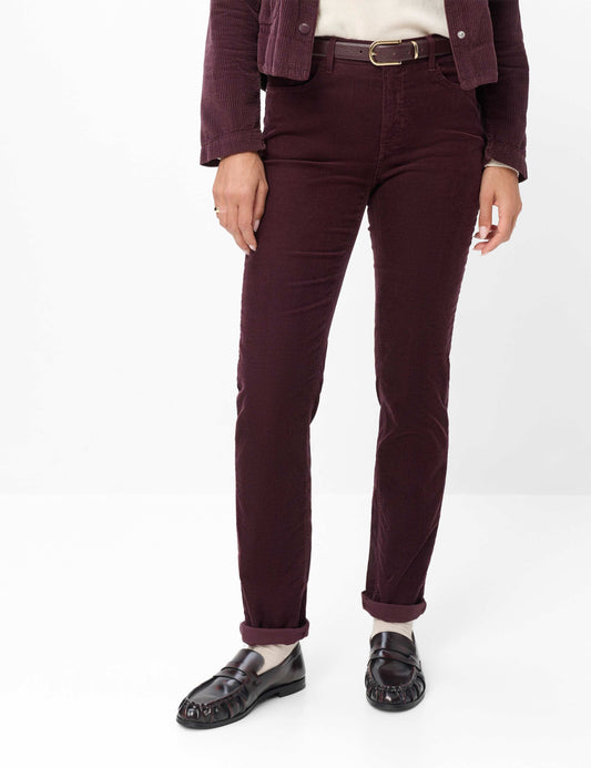 Brax Mary Corduroy Trousers Blackberry Short Length