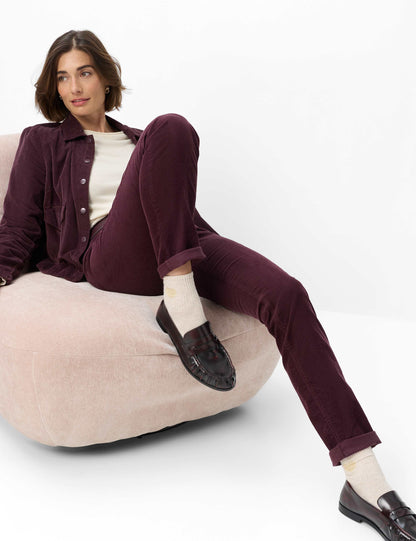 Brax Mary Corduroy Trousers Blackberry Short Length