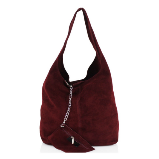 Burgundy Suede Shoulder Bag