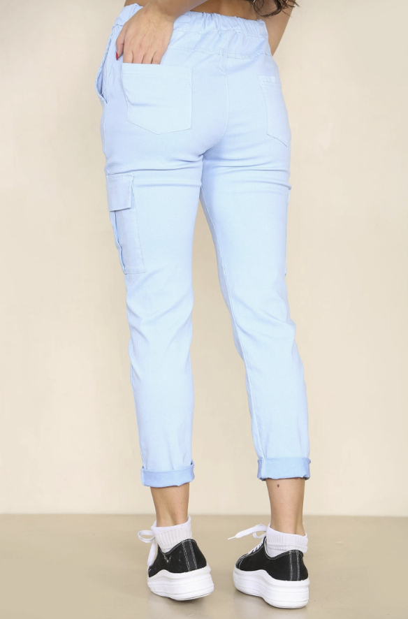 Cargo Bi-stretch Sky Blue Trousers