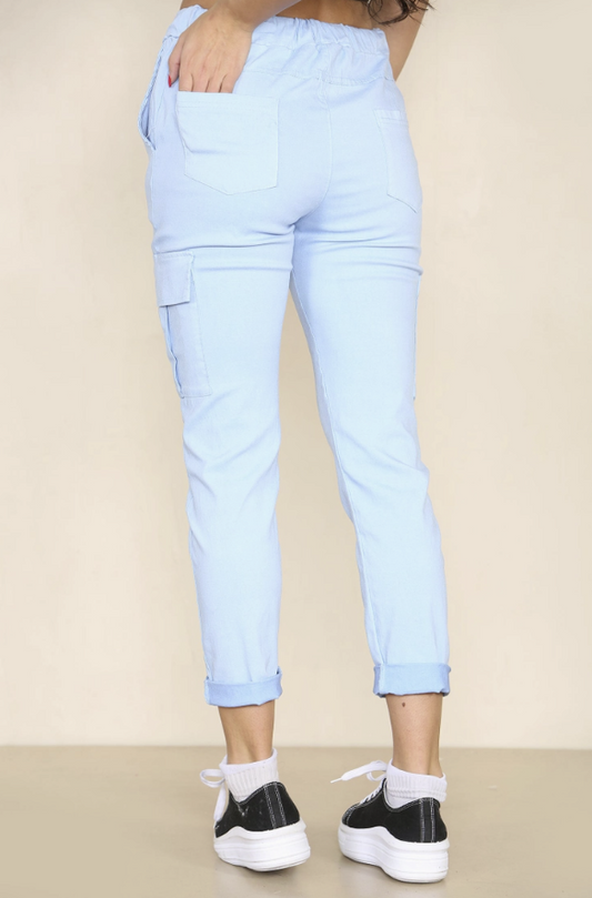 Cargo Bi-stretch Sky Blue Trousers
