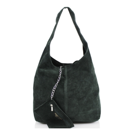 Dark Green Suede Shoulder Bag