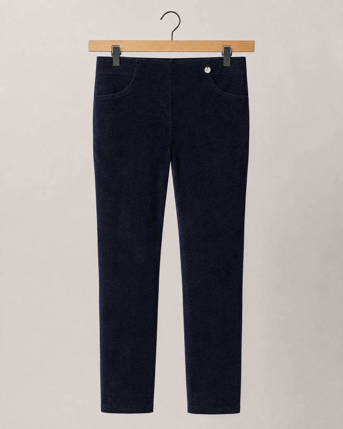 Robell Bella Short Length Needlecord Trousers Navy