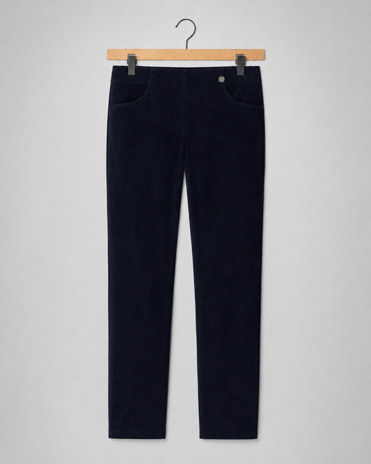 Robell Marie Ankle Grazer Velvet Trousers Black