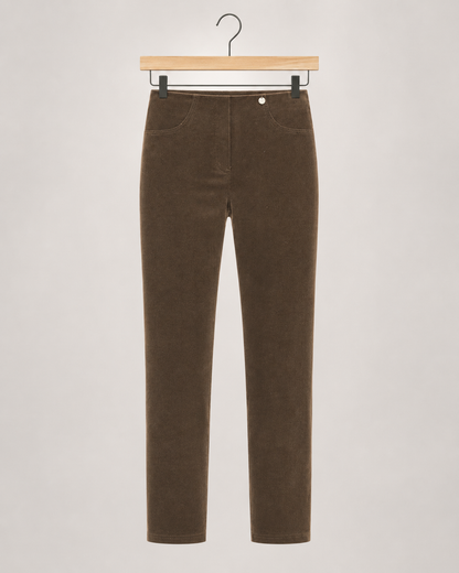 Robell Bella Full Length Needlecord Trousers Tan