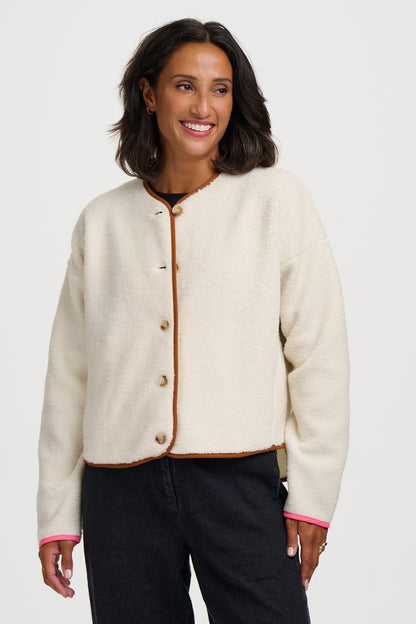 Sugarhill Brighton Alana Button Fleece Off White