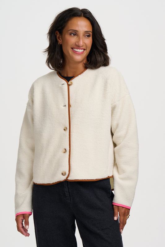 Sugarhill Brighton Alana Button Fleece Off White