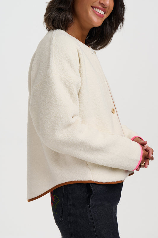 Sugarhill Brighton Alana Button Fleece Off White