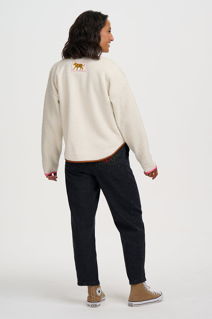 Sugarhill Brighton Alana Button Fleece Off White