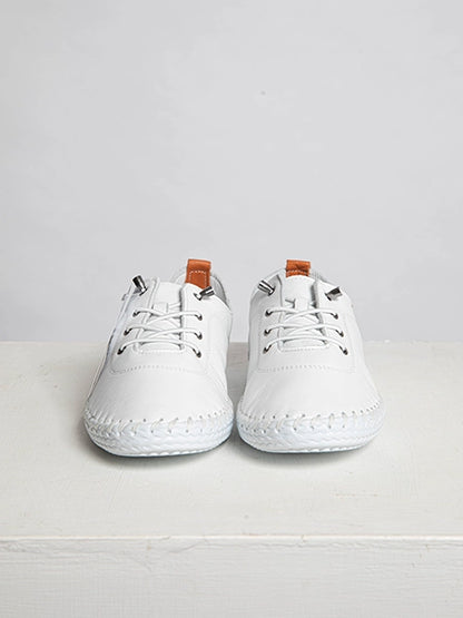 Lunar Shoes St Ives Plimsolls White