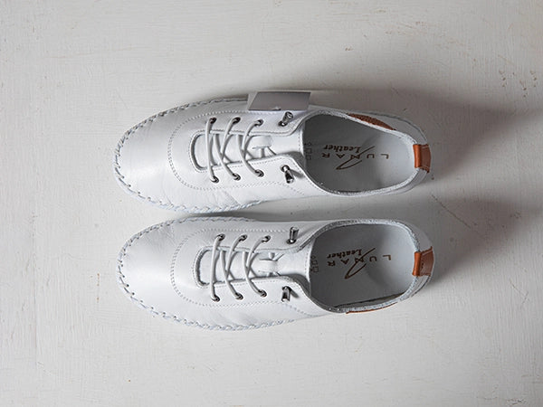Lunar Shoes St Ives Plimsolls White