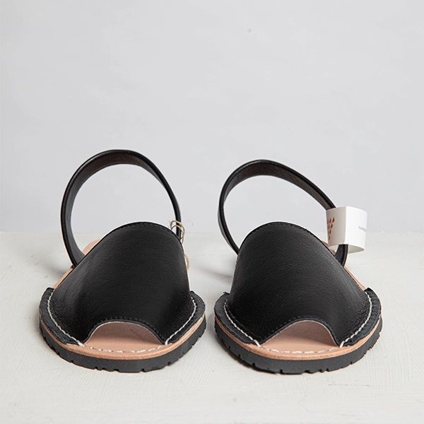 Black Leather Slingback Sandals