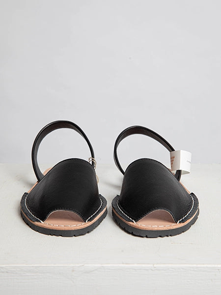 Black Leather Slingback Sandals
