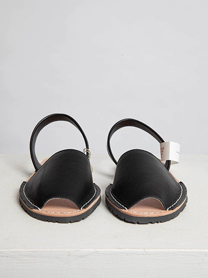 Black Leather Slingback Sandals