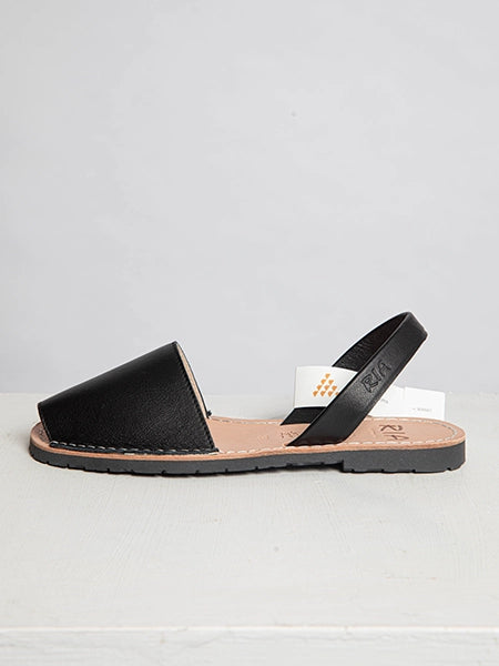 Black Leather Slingback Sandals