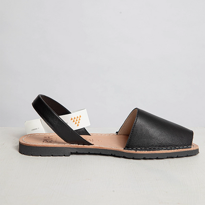 Black Leather Slingback Sandals