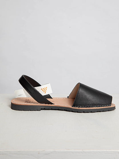 Black Leather Slingback Sandals