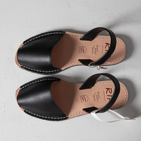 Black Leather Slingback Sandals