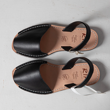 Black Leather Slingback Sandals