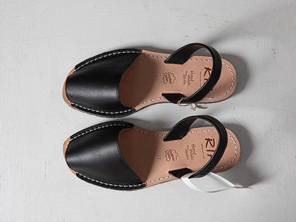 Black Leather Slingback Sandals