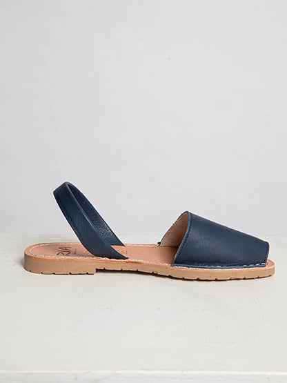 Navy Blue Leather Slingback Sandals