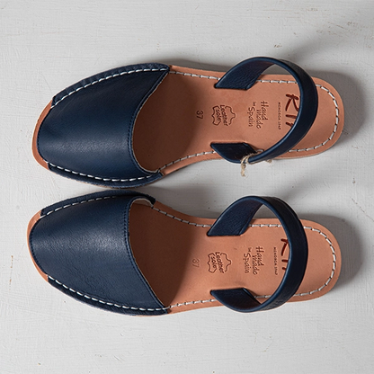 Navy Blue Leather Slingback Sandals