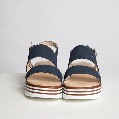 Jocelyn Navy Wedge Sandals