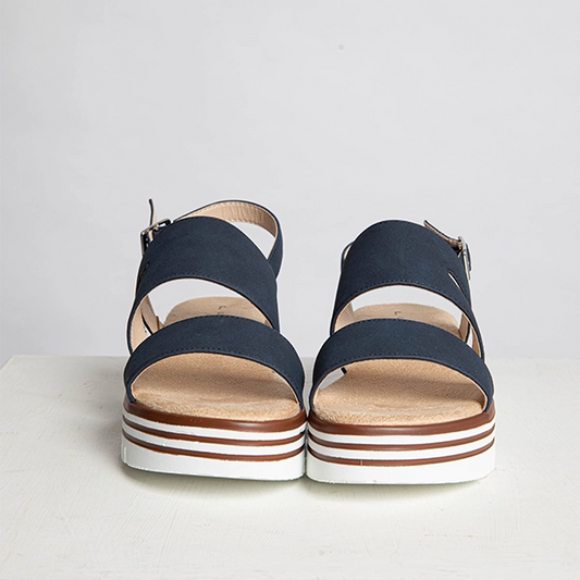 Jocelyn Navy Wedge Sandals