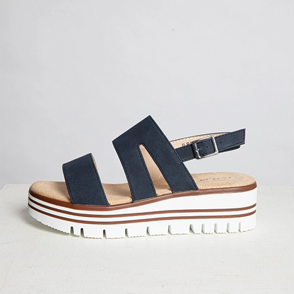 Jocelyn Navy Wedge Sandals