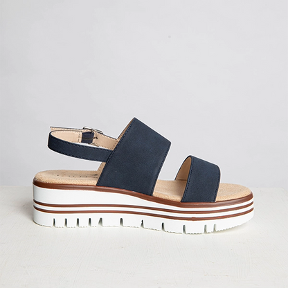 Jocelyn Navy Wedge Sandals