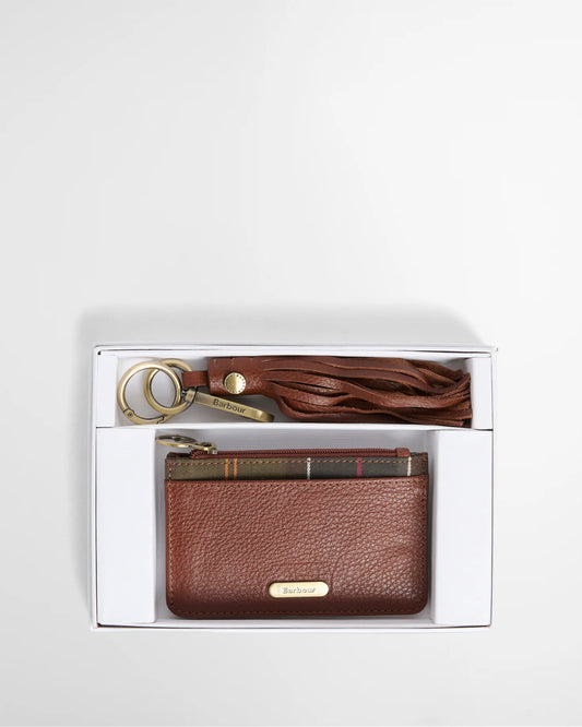 Barbour Alder Leather Gift Set Brown / Tartan