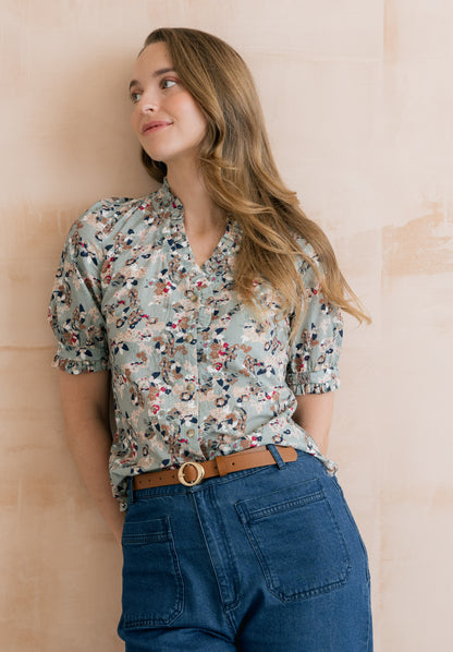 Lily & Me Wren Frill Blouse Multicolour