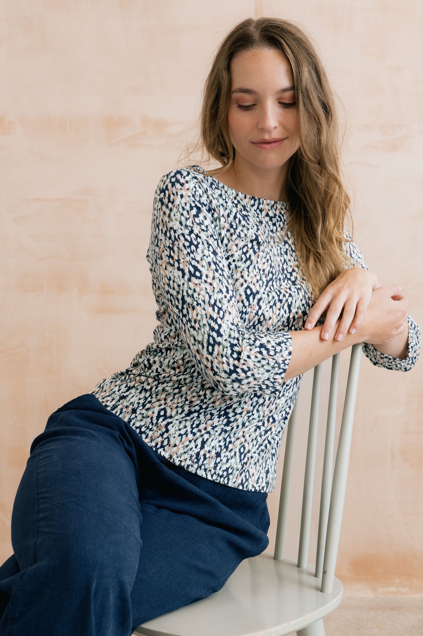 Lily & Me Monica 3/4 Sleeve Top Blue