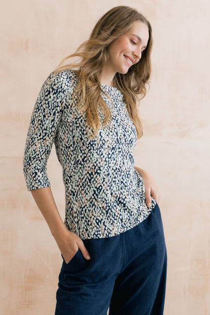 Lily & Me Monica 3/4 Sleeve Top Blue