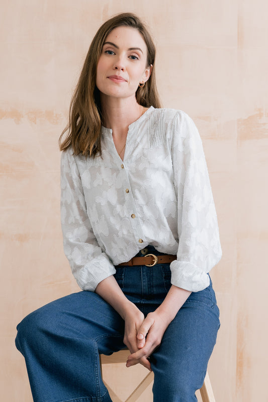 Lily & Me Poplar Pinstripe Blouse White