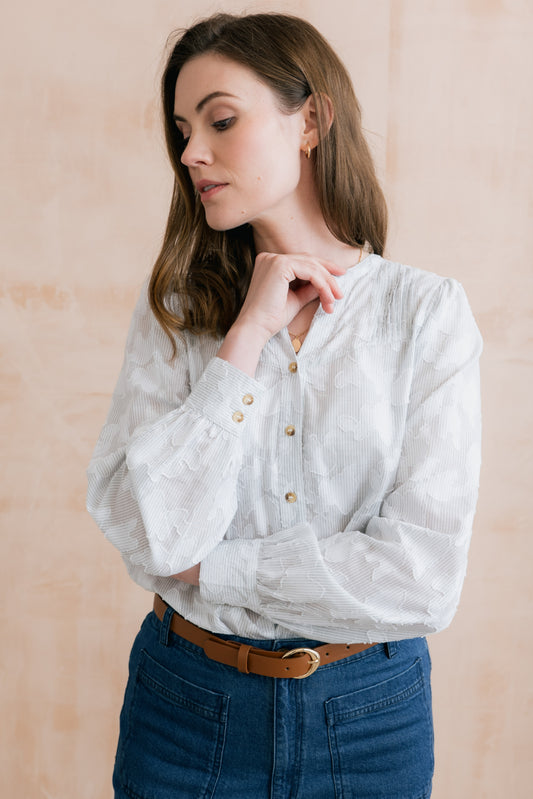Lily & Me Poplar Pinstripe Blouse White
