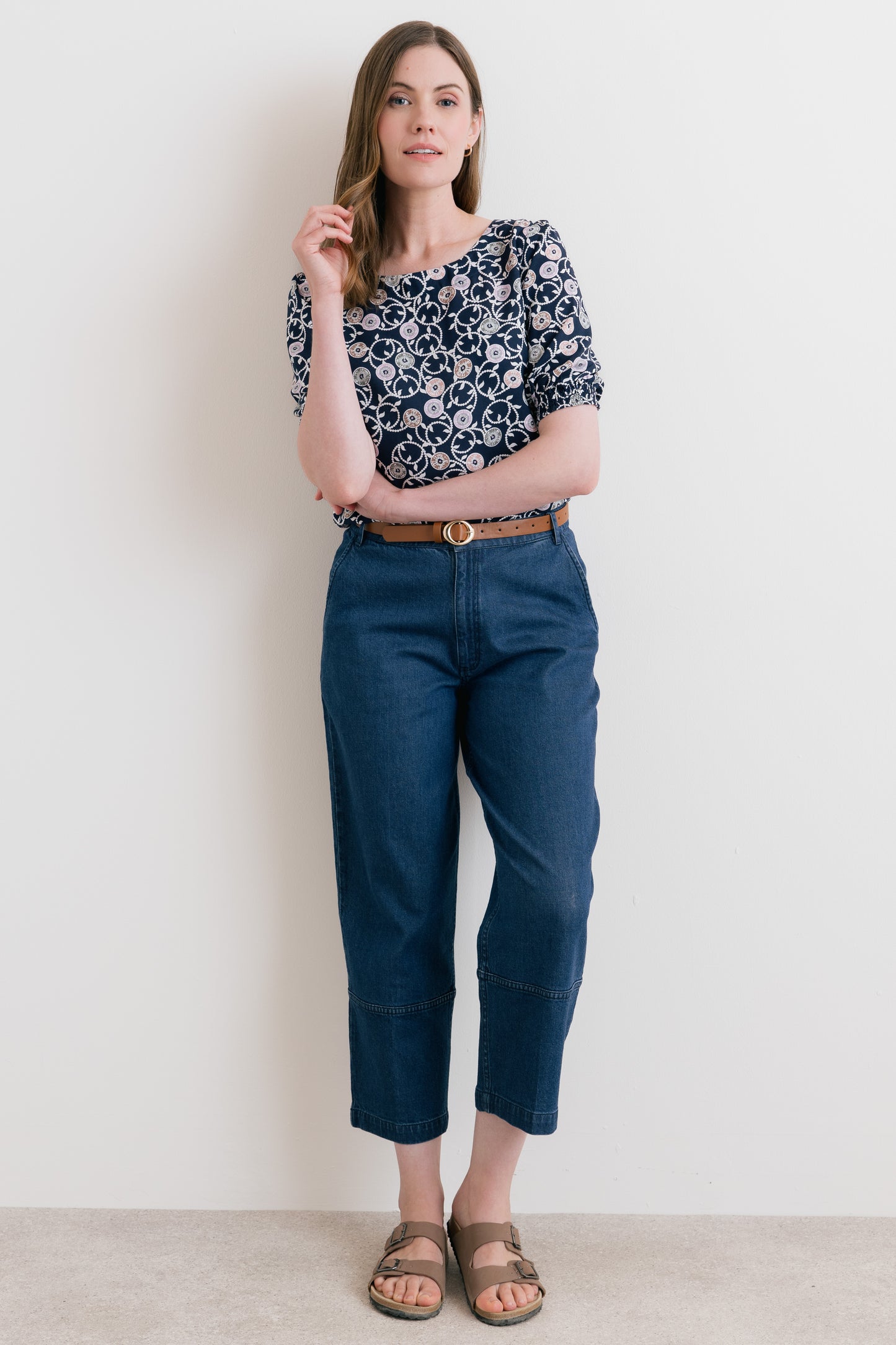 Lily & Me Meadow Printed Top Navy
