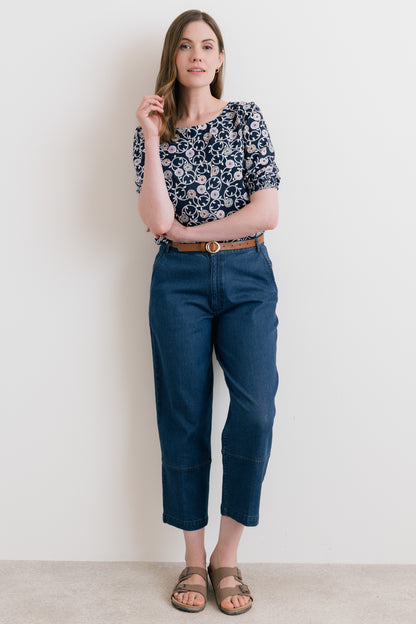 Lily & Me Meadow Printed Top Navy