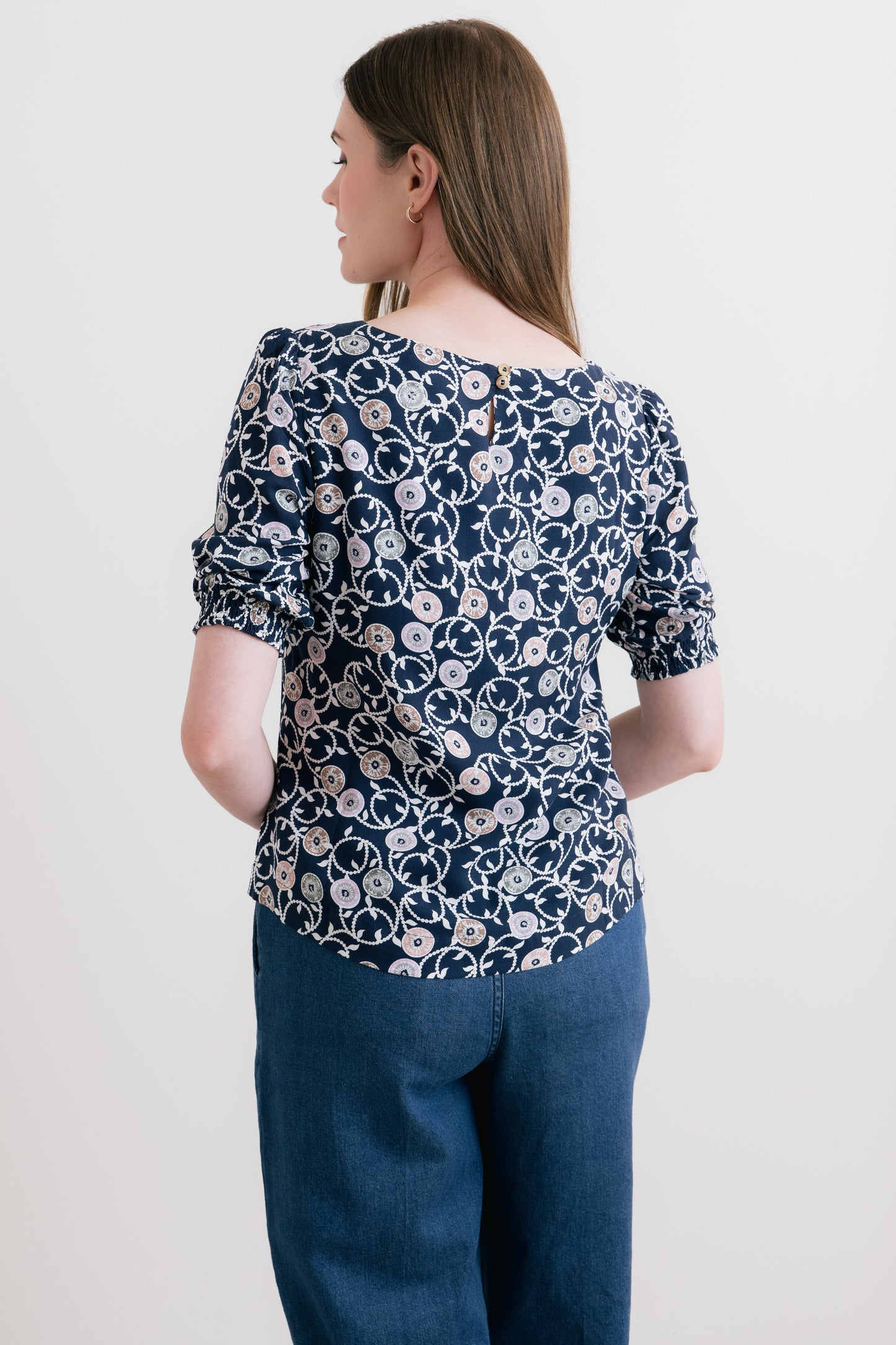 Lily & Me Meadow Printed Top Navy
