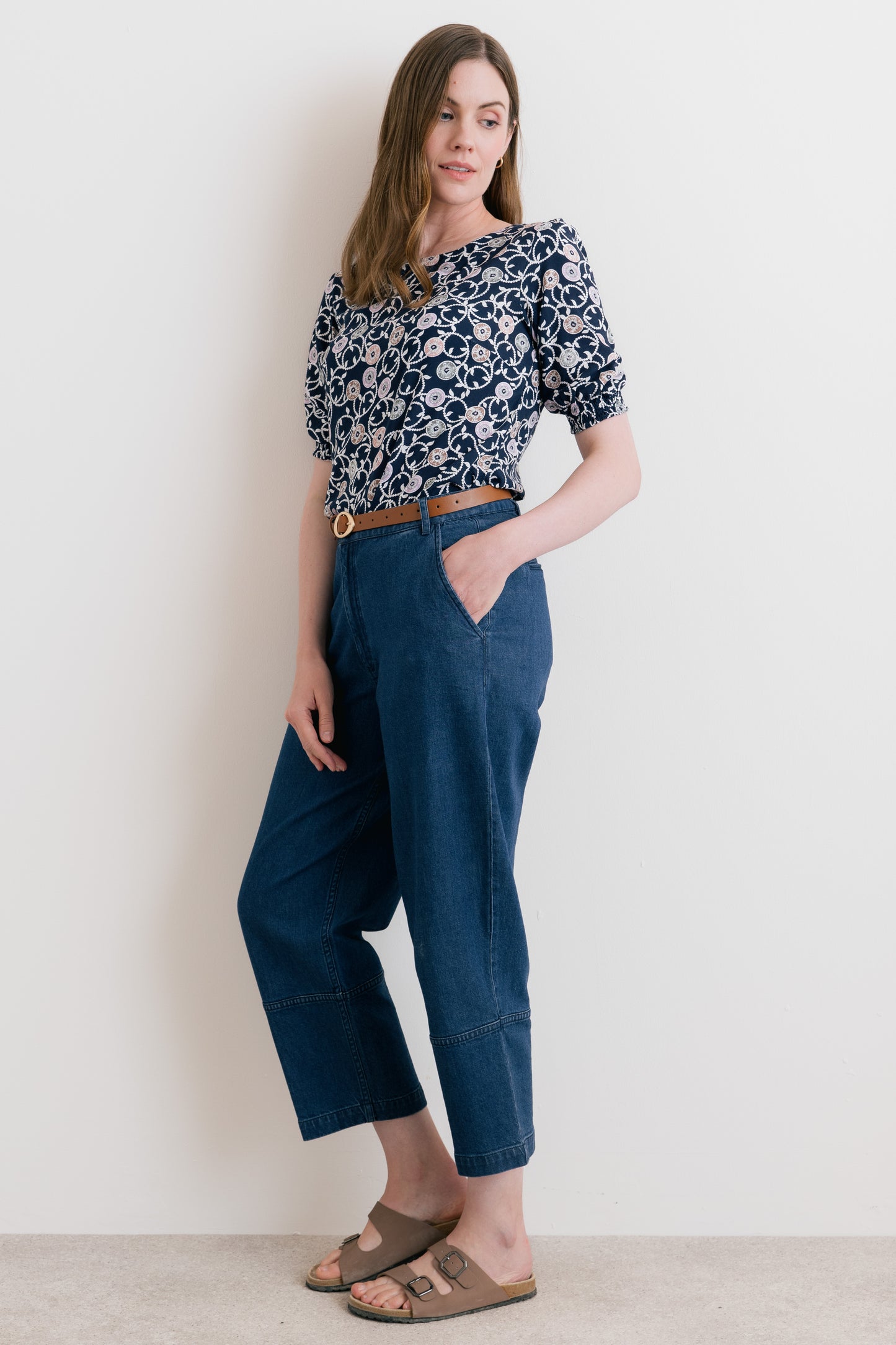 Lily & Me Meadow Printed Top Navy