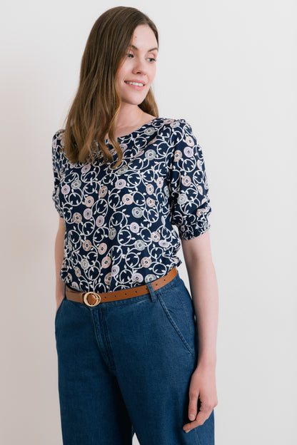 Lily & Me Meadow Printed Top Navy
