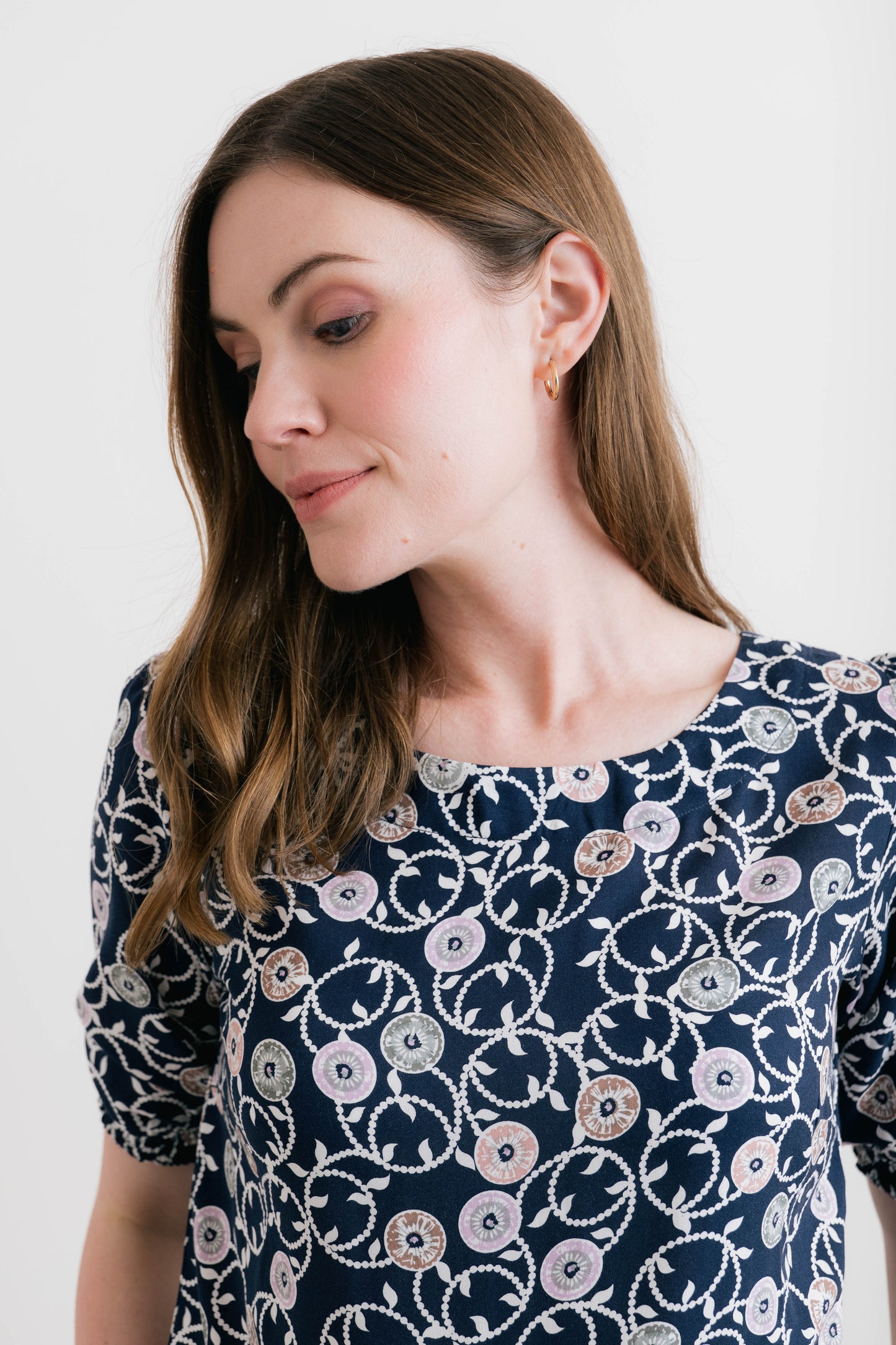 Lily & Me Meadow Printed Top Navy