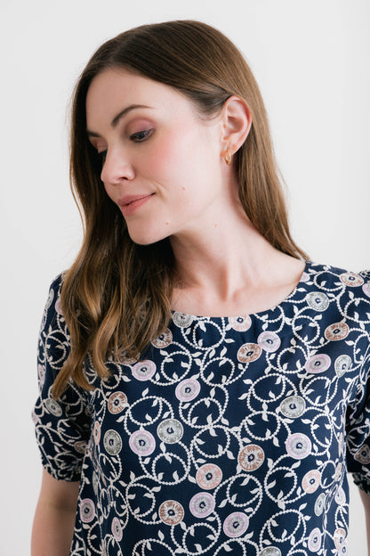 Lily & Me Meadow Printed Top Navy