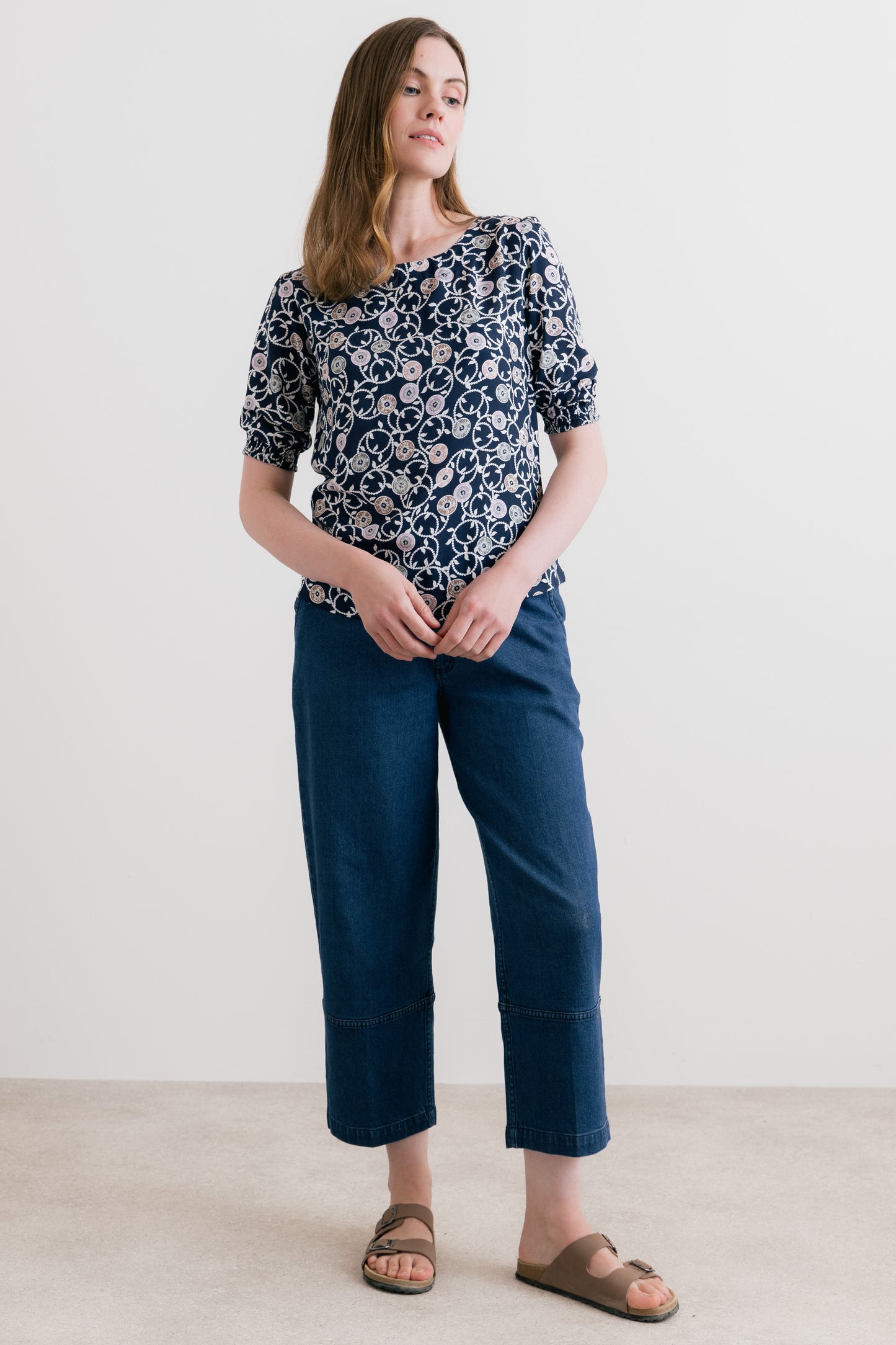 Lily & Me Meadow Printed Top Navy
