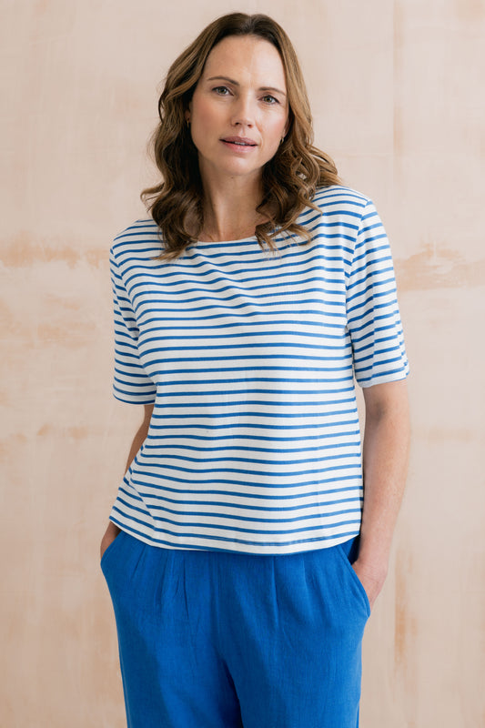 Lily & Me Kite Boxy Stripe T-shirt White