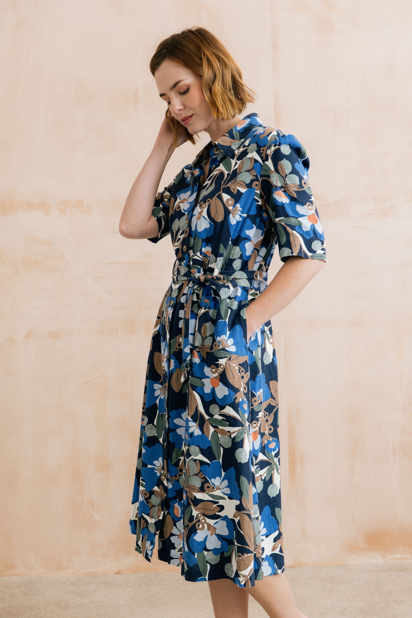 Lily & Me Robyn Belted Tea Dress Navy