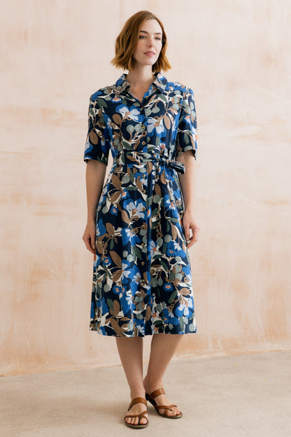 Lily & Me Robyn Belted Tea Dress Navy