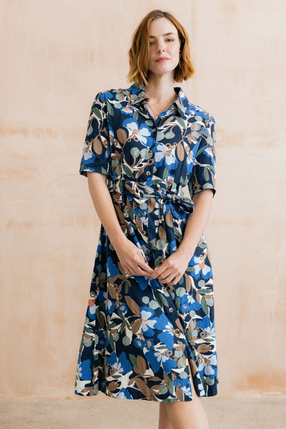 Lily & Me Robyn Belted Tea Dress Navy
