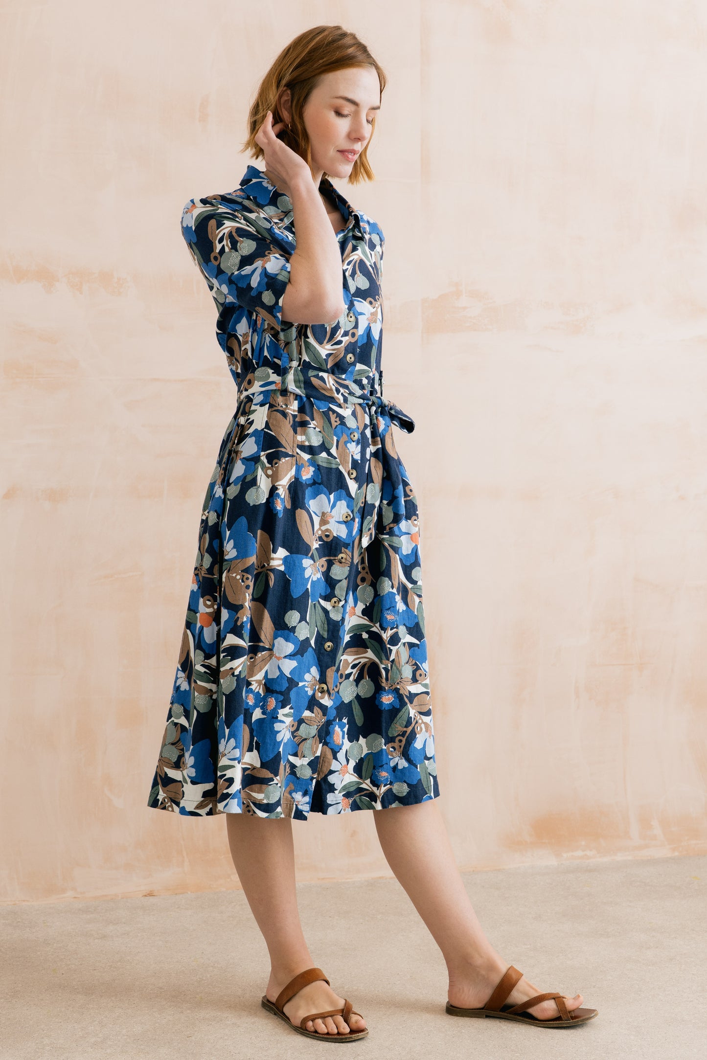 Lily & Me Robyn Belted Tea Dress Navy